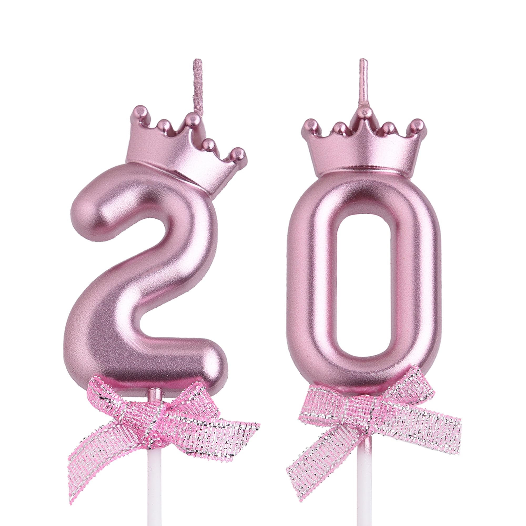 Photo 1 of VSHILI 20th Birthday Candles, Rose Gold 20 Year Old Number Birthday Candles for Men Women, Happy Birthday Party Cake Topper Decoration Gifts for 20th Wedding Anniversary Celebration