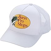 Bass Pro Shops Trucker Hat, Olive, 100% Polyester, Mesh Back Cap with Logo Patch (White)