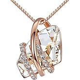 Leafael Wish Stone Pendant Necklace with Birthstone Crystal, 18K Rose Gold Plated/Silvertone, 18" + 2"