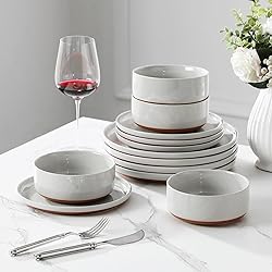 MALACASA Plates and Bowls Sets, 12 Pieces Modern