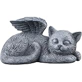 MRTDGCFY Sleeping Angel Cat Memorial Statue, Resin Figurine with Wings | Resin 4.72x2.36x2.16". Memorial gift for lost cat, pet loss. Sleeping angel statue decor for desk, shelf.