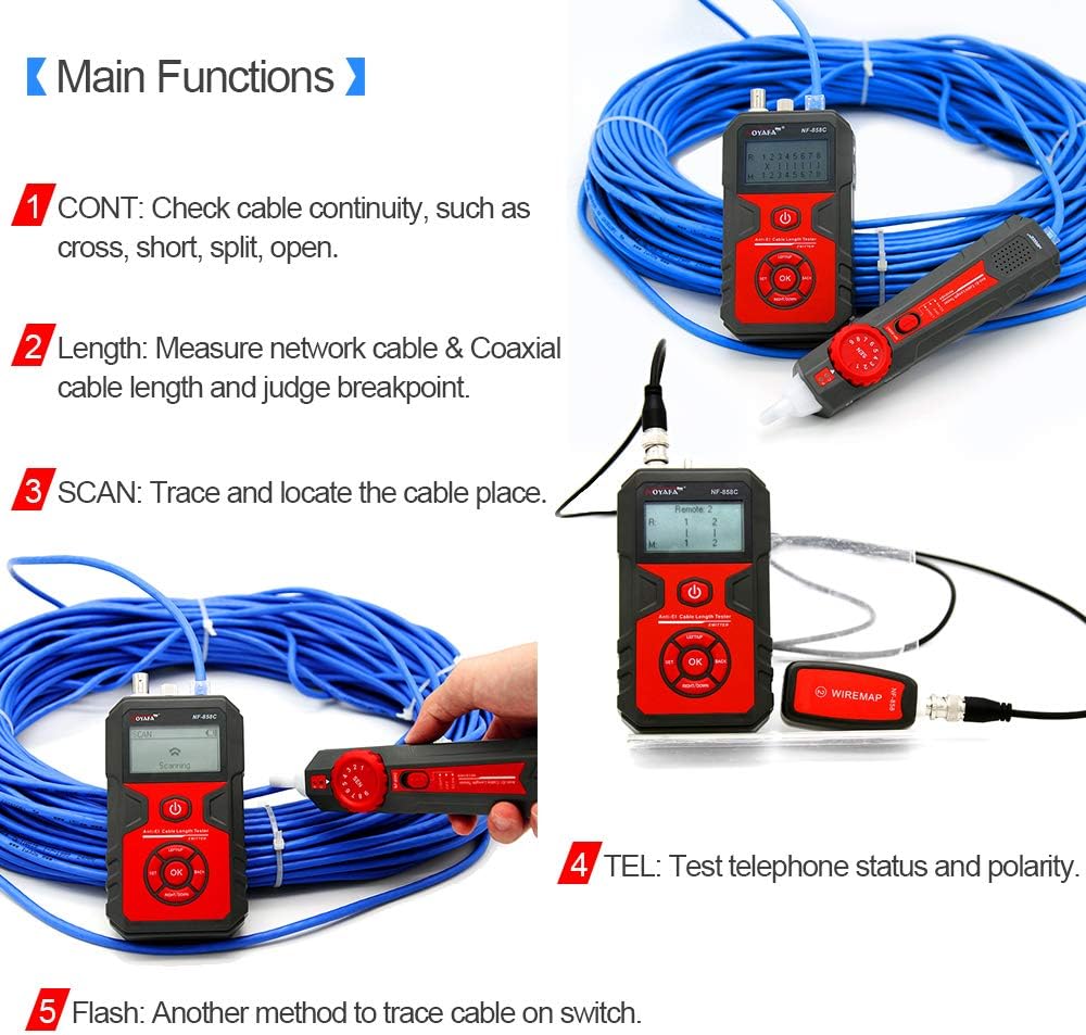 Network Cable Testing LCD Testers Wire Tracker Locating and Measuring ...
