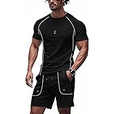 congluoki Men's Outfits 2 Piece Summer Tracksuits Mens Casual Sports Shirt and Shorts Set Jogging Tracksuit with Pockets