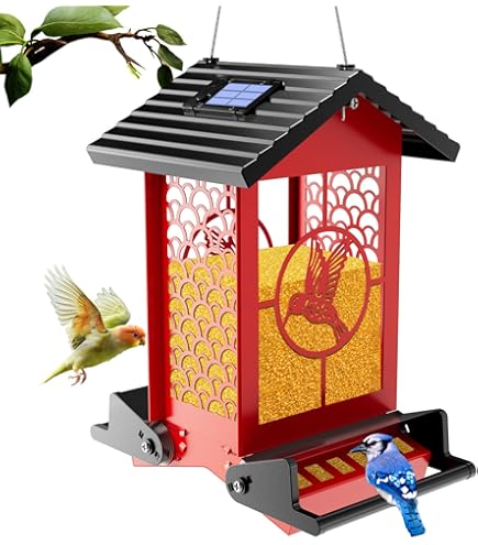 Mangeoire à Oiseaux Anti-écureuils, Mangeoires à Suspendre Pour L'extérieur, Grande Capacité De 2,3 Kg, Perchoirs En Métal Activés Par Le Poids Des Perchoirs Sauvages Pour Geai Bleu, Cardinal