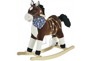 Qaba Kids Plush Ride-On Rocking Horse Toy Cowboy Rocker with Fun Realistic Sounds for Child 3-6 Years Old, Brown