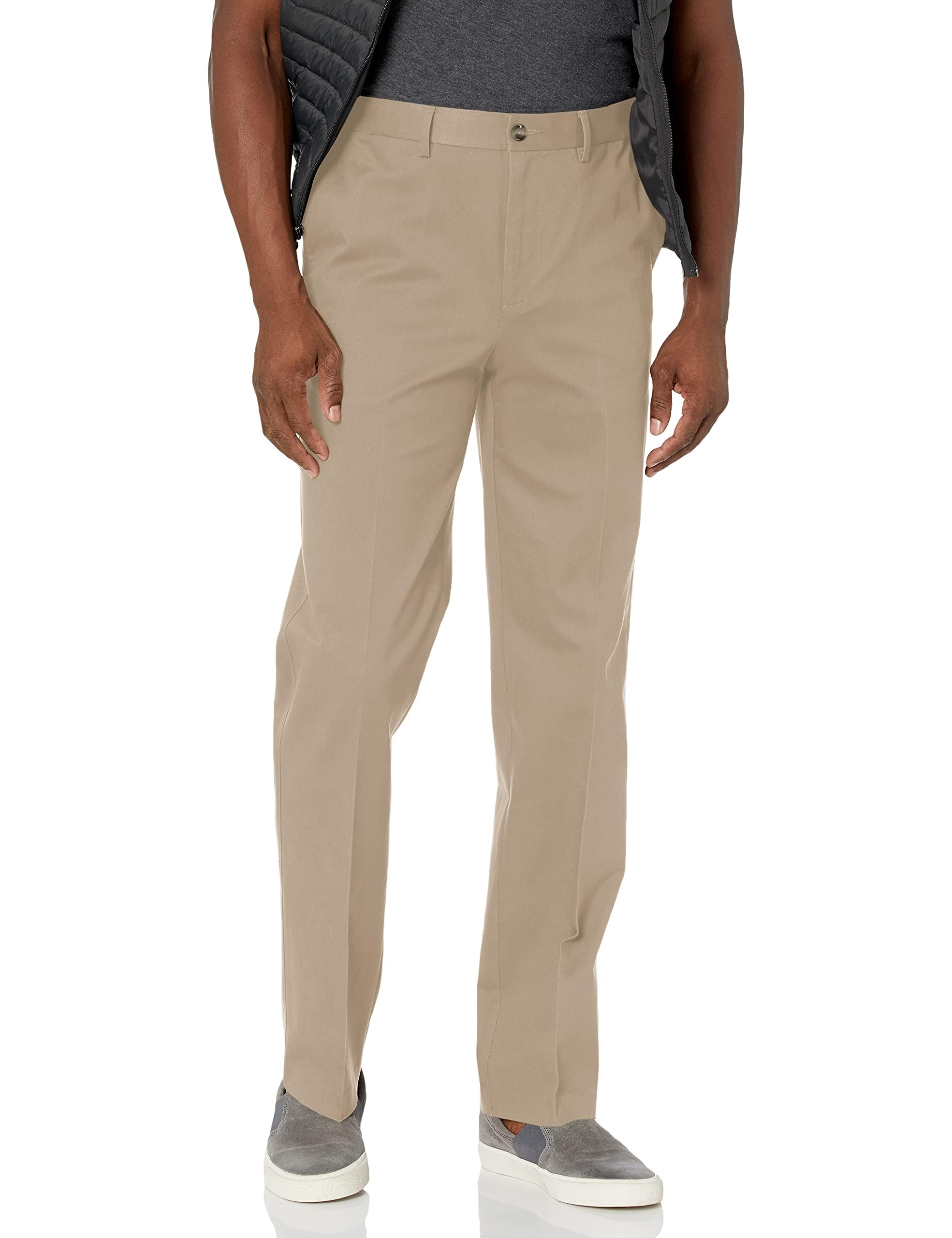 Savane Men’s Flat Front Stretch Ultimate Performance Chino Pants with Expandable Waistband (Waist Size 30 – 40 Big & Tall), 31W x 32L, Ultimate Mid Khaki