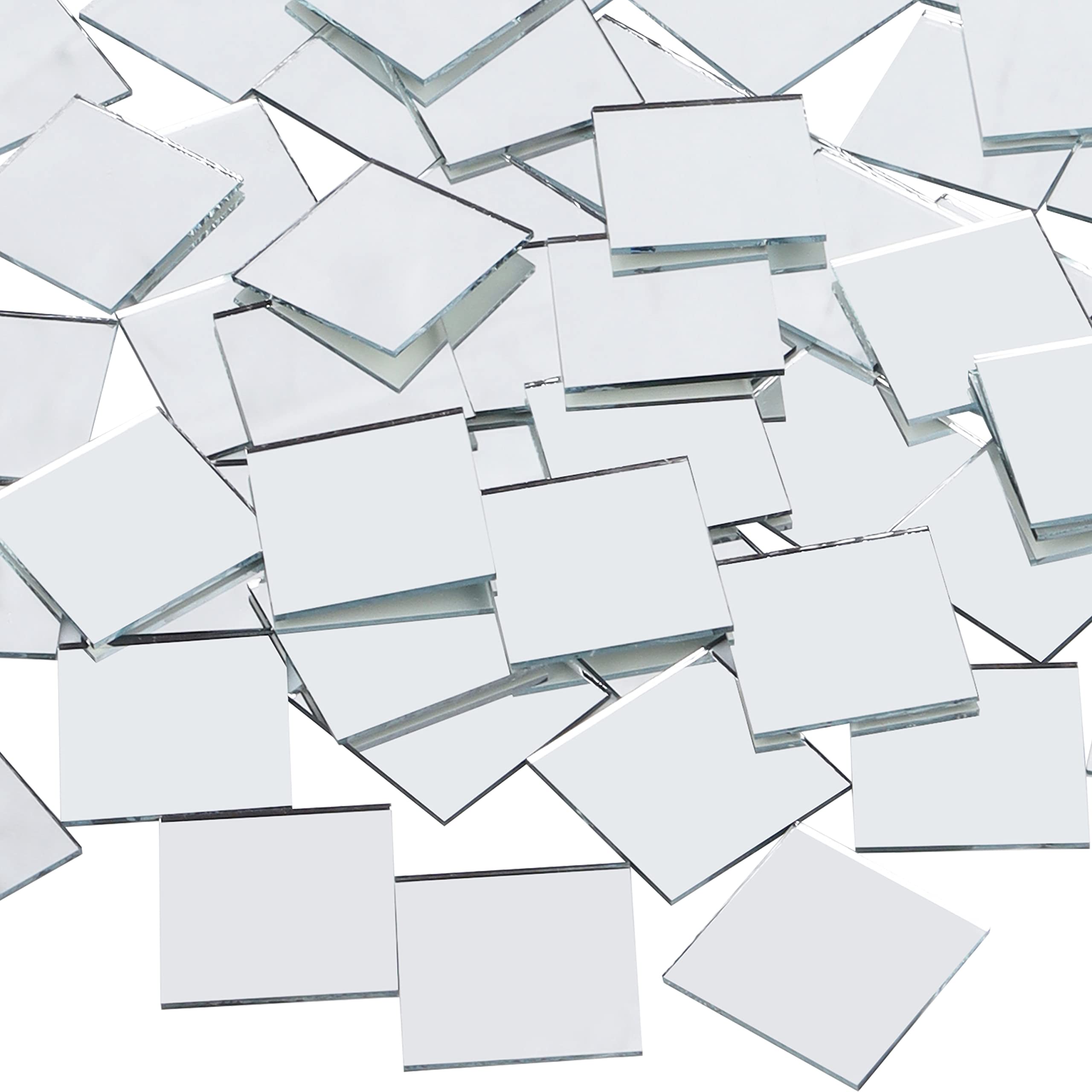 Belle Vous Square Mirror Tiles (50 Pack) - 7.4cm / 2.91 inch - Mirror Glass Tiles for DIY Projects, Wall, Crafts & Home Decoration - Mosaic Decor Mirrors for Living Room & Bedroom