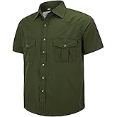 COEVALS CLUB Men's Western Plaid Pearl Snap Buttons Two Pocket Casual Short Sleeve Shirts