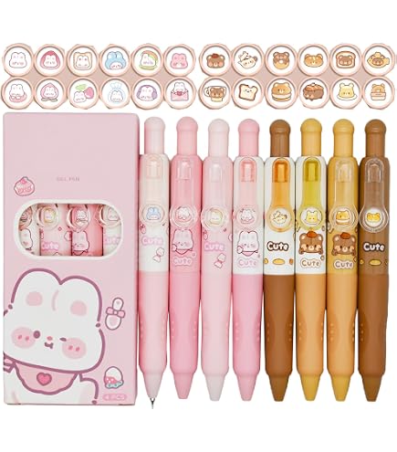 Dekiphox Peach Kawaii Schulbedarf-Set – Mit Stiften, Textmarkern, Notizbuch & Aufbewahrungsbox | Niedliches Geschenk Für Schüler