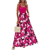 KIRUNDO Women Summer Sleeveless Boho Floral Maxi Dress 2026 Scoop Neck Tank A Line Flowy Beach Vacation Resort Wear Sundress