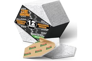 DEKIRU 12 PACK Acoustic Panels, Sound Proof Foam Panels Hexagon Self-Adhesive 12"X10"X0.4", Flame resistant Soundproof Wall Panels, Sound Proof Panels For Walls, Home and Studio Equipment (Grey）