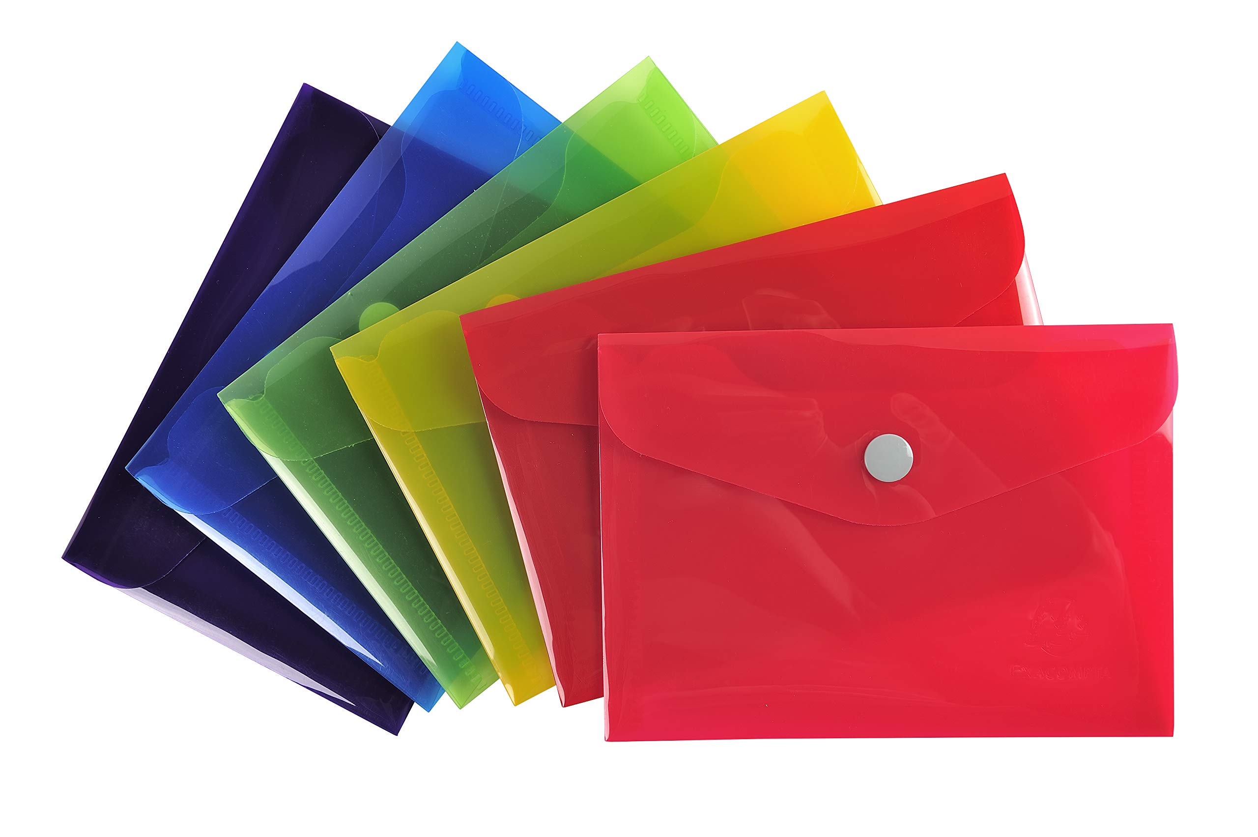 Exacompta - Ref 34430E - Iderama Collection - PP Envelope Pockets - B7 in Size, 0.2mm Translucent Polypropylene, Press-Stud Closure - Assorted Colours (Pack of 30)