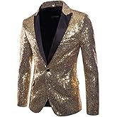 Cloudstyle Mens One Button Sequin Dress Suit Jacket Party Festival Tuxedo Sport Coat