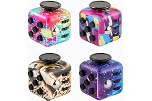 NOANBEMK 4pcs Pack Fidget Toy Cube，Fidget Magic Cube Stress and Anxiety Relief Toys, Fidget Toy Cubes Relaxing Hand-Held for Adults, Killing Time Cool Fidget Block for ADD/ADHD/OCD (Color-3)
