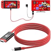 Boreguse USB C to HDMI Adapter Cable for Nintendo Switch Dock,6FT/1.8M Switch Docking Station for TV with 4K Switch Dock HDMI Cable, 100W Switch Charging Dock- Black with Red, Minin