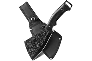 Leopcito 11 Inch Hatchet with Sheath, Small Compact Machete Axes, Fixed Blade Full Tang Camping Tactical Knife for Woodworking, Garden Machete Axe with Sheath for Bushcraft Yards Bushes Wood, A1BK