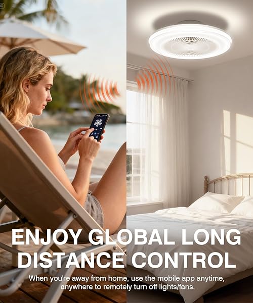 SMART RGB CEILING FANS WITH LIGHTS AND REMOTE，20″ LOW PROFILE CEILING FAN WITH LIGHT ,6-SPEED WIND & DIMMABLE LED,1000+RGB AMBIENT LIGHT ,FLUSH MOUNT CEILING FAN COMPATIBLE WITH ALEXA AND GOOGLE HOME