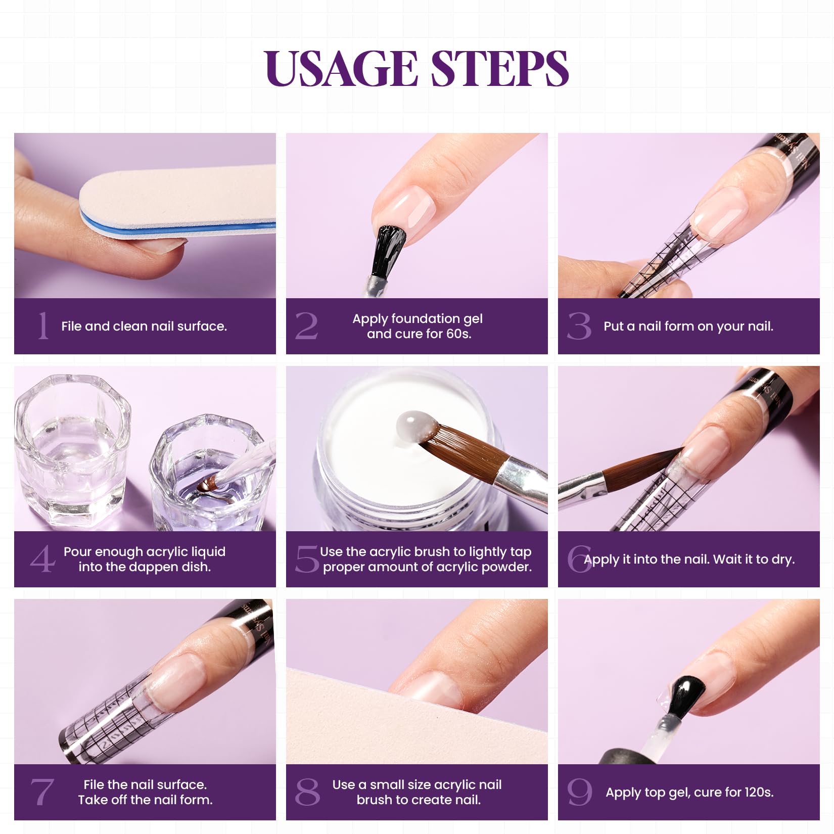 VANSISOS Acrylic Nail Kit with Drill: Professional Clear White Pink Acrylic Powder and Liquid Set with Nail Drill Acrylic Nail Brushes for Acrylic Nail Extension Application 0.5oz - Image 7