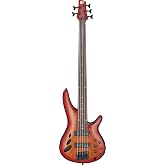 Ibanez SR Bass Workshop Fretless 5-string Electric Bass - Brown Topaz Burst Low Gloss
