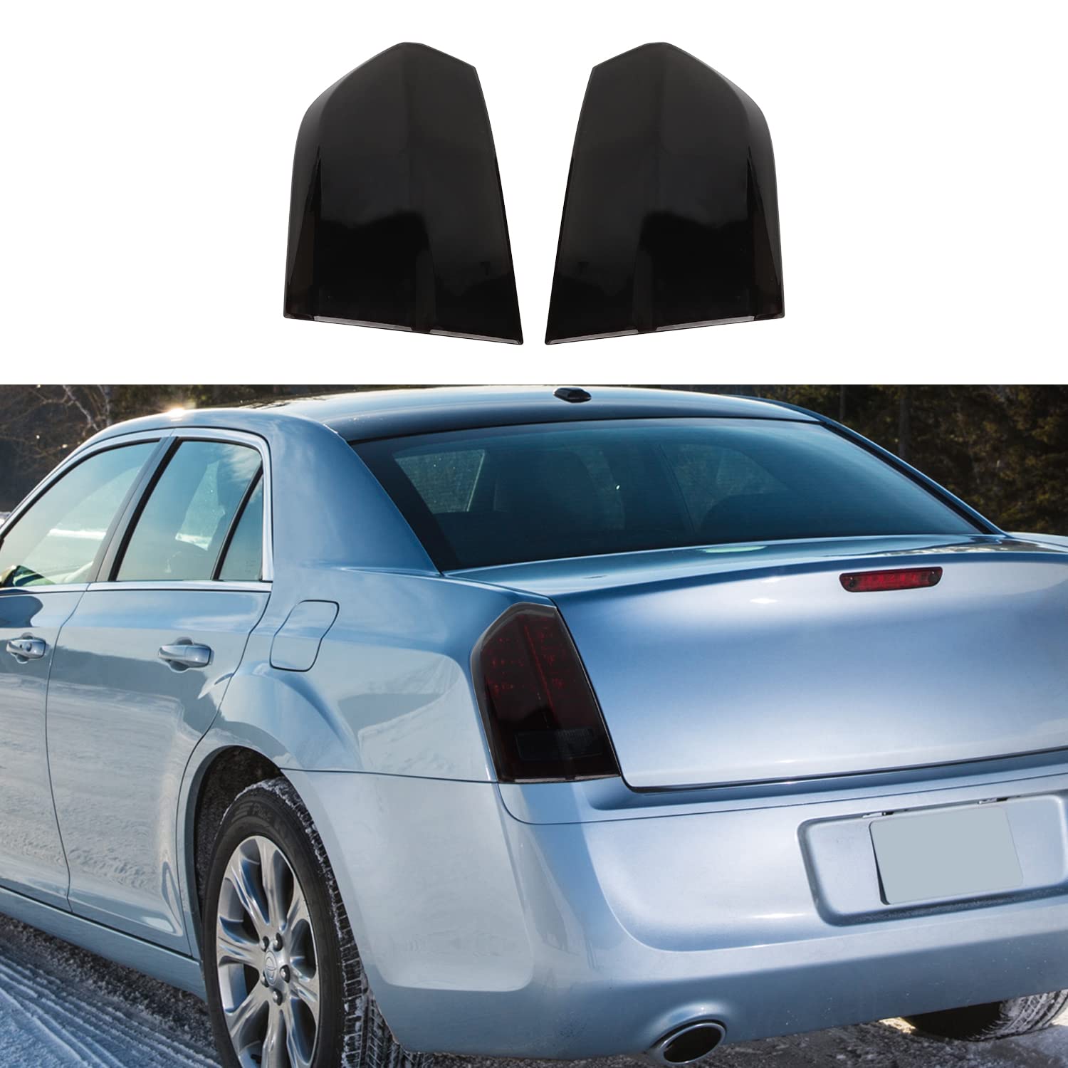 Photo 1 of *ONLY 1* RAZPOY Tail Light Lamp Covers, Smoked Rear Light Guards Compatible with 2011-2014 Chrysler 300/300C Exterior Accessories, ABS Smoke Black