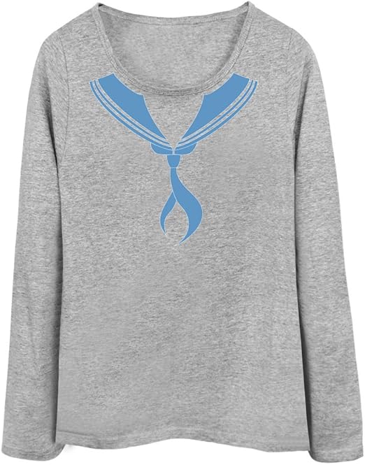 Amazon ノーブランド品 全9カラー レディース 長袖tシャツ セーラー服 だまし絵 イラスト 杢グレーmサイズ オリジナルプリント 通販