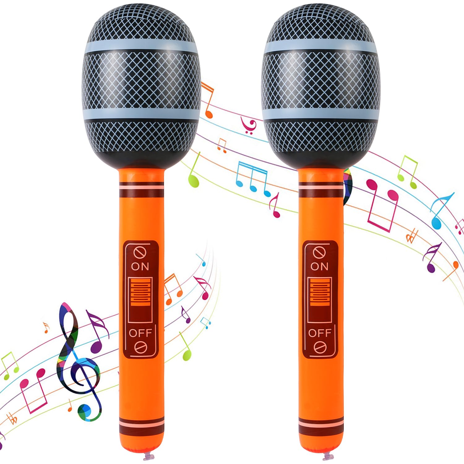 Photo 1 of LIYDE 2 PCS Inflatable Microphones Large Size Blow up Microphone Toy Inflatable Microphone for 80s 90s Party Decorations - 80s 90s Decorations Supplies Plastic Prop 27.5 Inches(Orange)