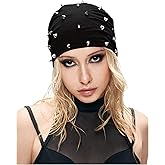 WDIRARA Women's Gothic Punk Beanie Rivet Studded Rock Skull Caps Beanie Hats