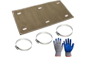 SWESS Exhaust Heat Shield with Gloves 6" x 12", Titanium Pipe Shield for Motorcycle, Components, Hoses, Lines, and Electrical Wiring, Two-Layer Exhaust Wrap Pipe Heat Shield Protection up to 1350°F