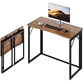 JOYMOOP 31.5" Brown Folding Desk, No Assembly, Wooden Top, Small Size | Foldable Desk for Work, Study, Craft | Lightweight &amp; Portable Foldable Table | Small Desk Easy to Storage | Hold 150 lbs