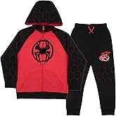 Marvel Spider-Man Across the Spiderverse Hoodie and Joggers 2-Pack, Boys Spiderman Hooded Sweatshirt Active Sweatpants Bundle