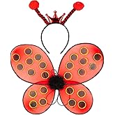 Funcredible Ladybug Wings & Headband Set – Ladybug Costume Accessories for Adults – Perfect for Halloween, Festivals, Concerts, Cosplay & Themed Events