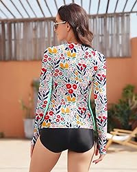 WOWENY Women Rash guard Long Sleeve Swimsuit Top
