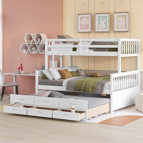 Harper Bright Designs Twin Over Full Bunk Beds with Trundle and