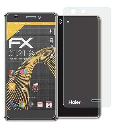 atFolix Panzerfolie kompatibel mit Haier L53 Schutzfolie, entspiegelnde und stoßdämpfende FX Folie (3er Set)