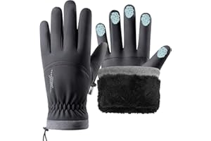 Winter Gloves Men Women, Waterproof and Windproof Touch Screen Gloves, Plush Thermal Gloves Men for Cold Weather Ski Running