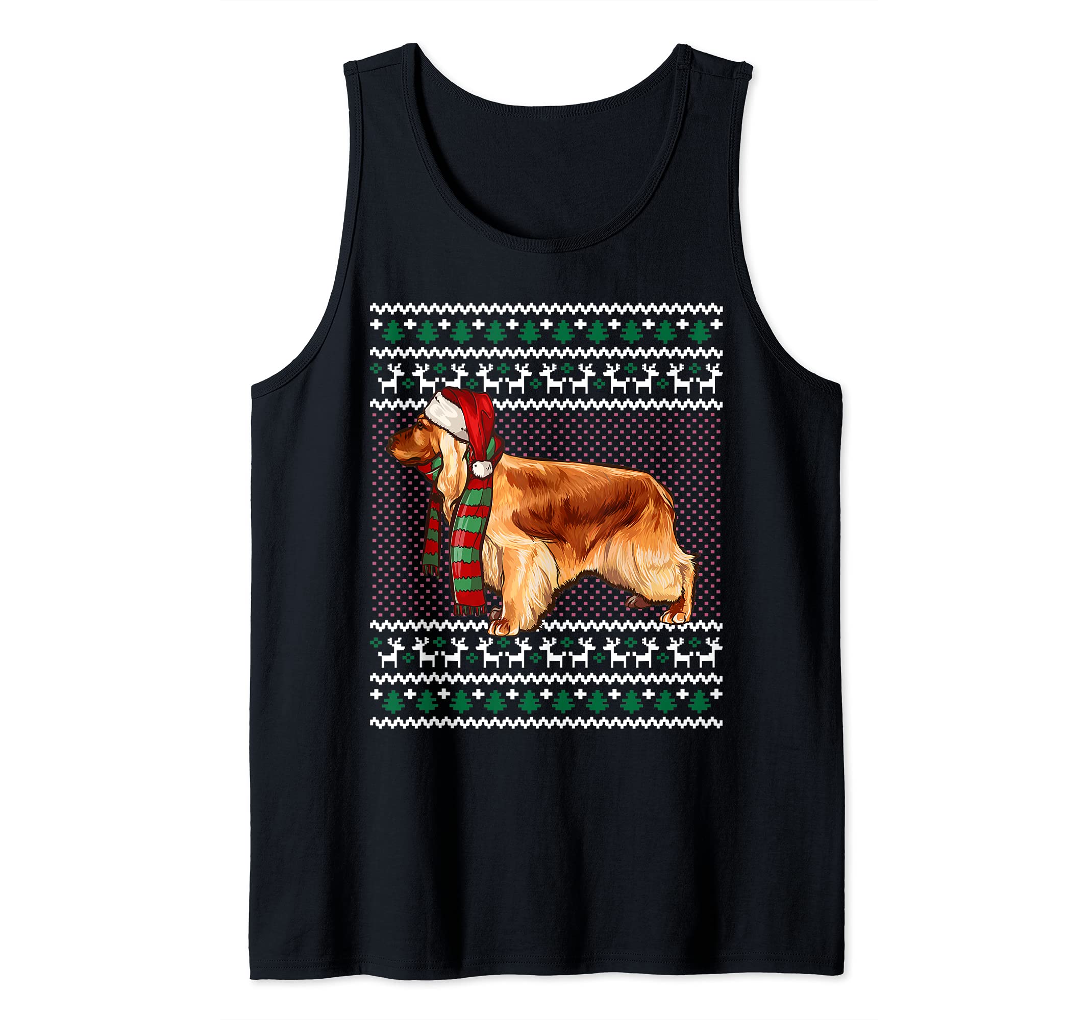 Xmas English Cocker Spaniel Dog Santa Hat Ugly Christmas Tank Top