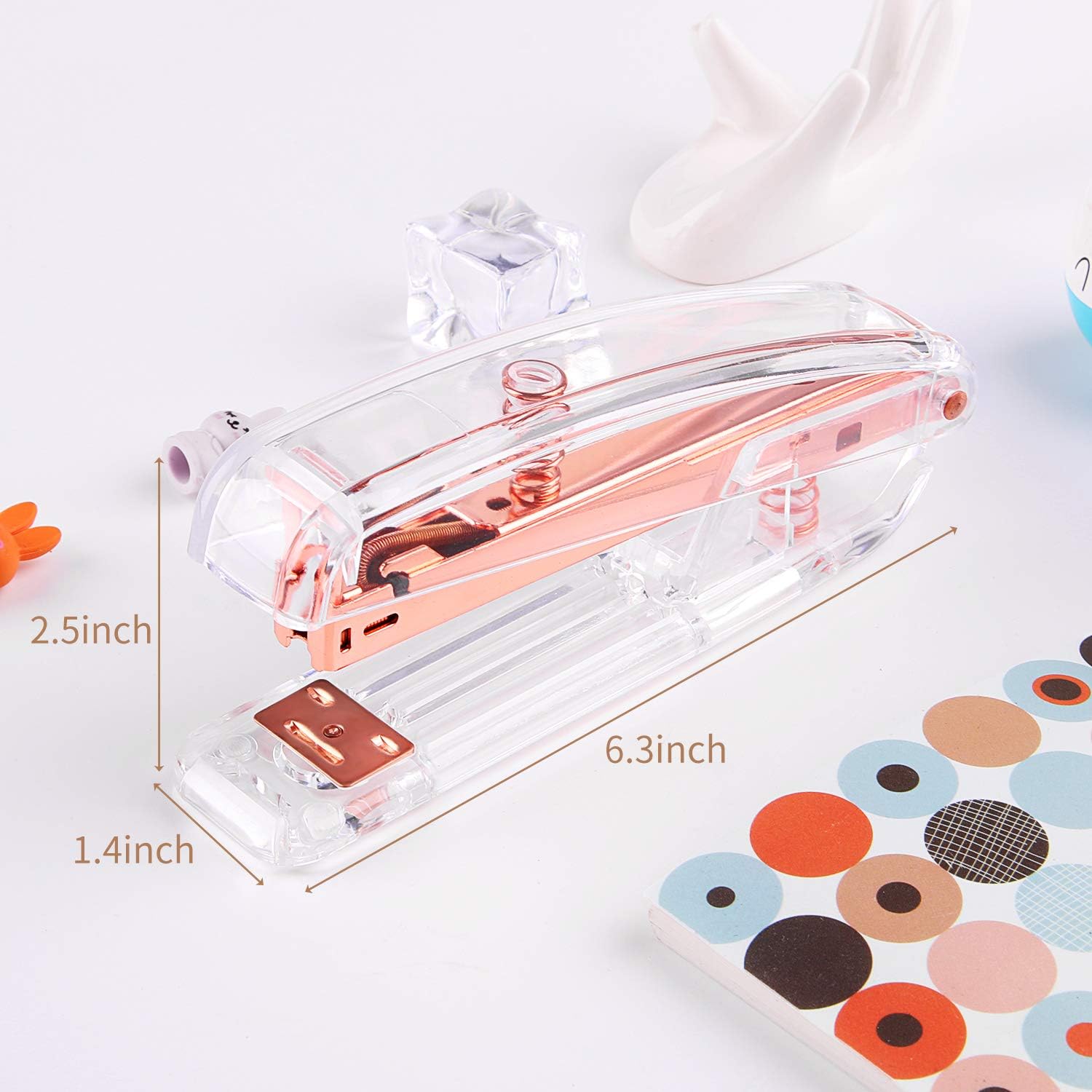 ALSISK Desk Accessory Kit, Acrylic Stapler Set, Tape Dispenser, Staple Remover with 1000pcs 26/6 Staples -Rose Gold : Office Products