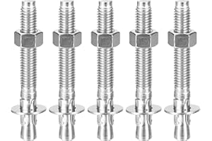 DTGN 3/8" x 3-1/2" Wedge Anchors - 5Pack - Good for Cement and Concrete Wall - 304 Stainless Steel Zinc Plated Screw Bolt Nut