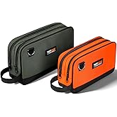 TUFFWORX Tool Pouch, Small Tool Bag, Multi-Compartment Storage Pouch, Gray and Orange, 2-Pack