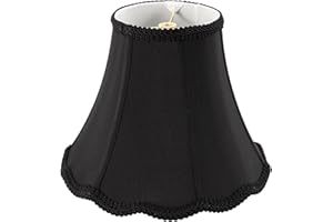 Bell Lamp Shade, Saangseon Scalloped Black Lampshade Replacement, Softback, 5'' Top x 10'' Bottom x 8.3'' Slant Height x 8'' Vertical Height, Brass Spider