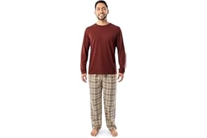 Fruit of the Loom mens Jersey Knit Top and Flannel Pant Pajama Sleep Set
