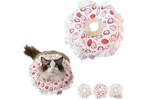 JATMIRA Cute Cat Recovery Collar Soft Adjustable Cats Cone Anti-Bite Pet Neck Pillow Easy to Wear Prevent Lick Wound After Surgery Injury (S(6.6-14lb),Red)