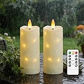 Nimiko Waterproof Outdoor,with Timer & Remote - 2 Pack Flameless LED Candles, Battery Operated Candles (D2.2 xH6/6, Ivory) Used for Home Decoration and Holiday Decoration