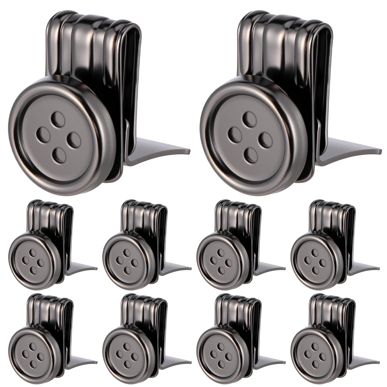 Photo 1 of 10 PCS Metal Suspenders Buttons, Iron Clip on Buttons Movable No Sew Button End Brace Clips for Pants Suspenders Hats Metal Button