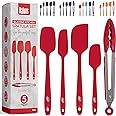 Kaluns Silicone Spatula Set, 4 Rubber Spatulas 600°F Heat Resistant, Nonstick Seamless Design with Stainless Steel Core, Dishwasher Safe, BPA free, Bonus Tongs Included