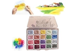 FAGOBYX 20 Colors (1ml-B) Watercolor Painting Set,Glitter Watercolour Solid Paint Box,Metallic Watercolor Paint Set,Pearlescent Watercolor Paint Set Palette for Artists and Painting Lovers.
