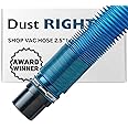 Dust Right 2.5'' Shop Vac Hose Kit – Expandable Blue Shop Vac – 2-1/2” Elastic, Flexible Polymer Vacuum Hose Extend up to 12’ L – Kit Includes 2.5” Expandable Hose, 2-1/2 Hose Clamp, Swivel Fittings