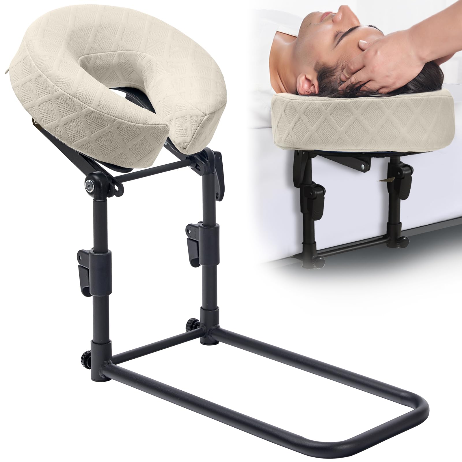 Photo 1 of KONOVOLY Massage Headrest for Bed with Washable Pillowcase, Adjustable Home Mattress Top Massage Kit, Headrest Face Cushion, After Eye Surgery Face Down Pillow (Light Yellow)