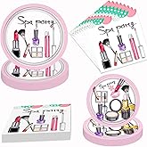 Spa Party Plates and Napkins Kit, Makeup Birthday Party Decoration, Spa Day Salon Theme Tableware Set for Kids Girls Birthday Party Decoration Supplies