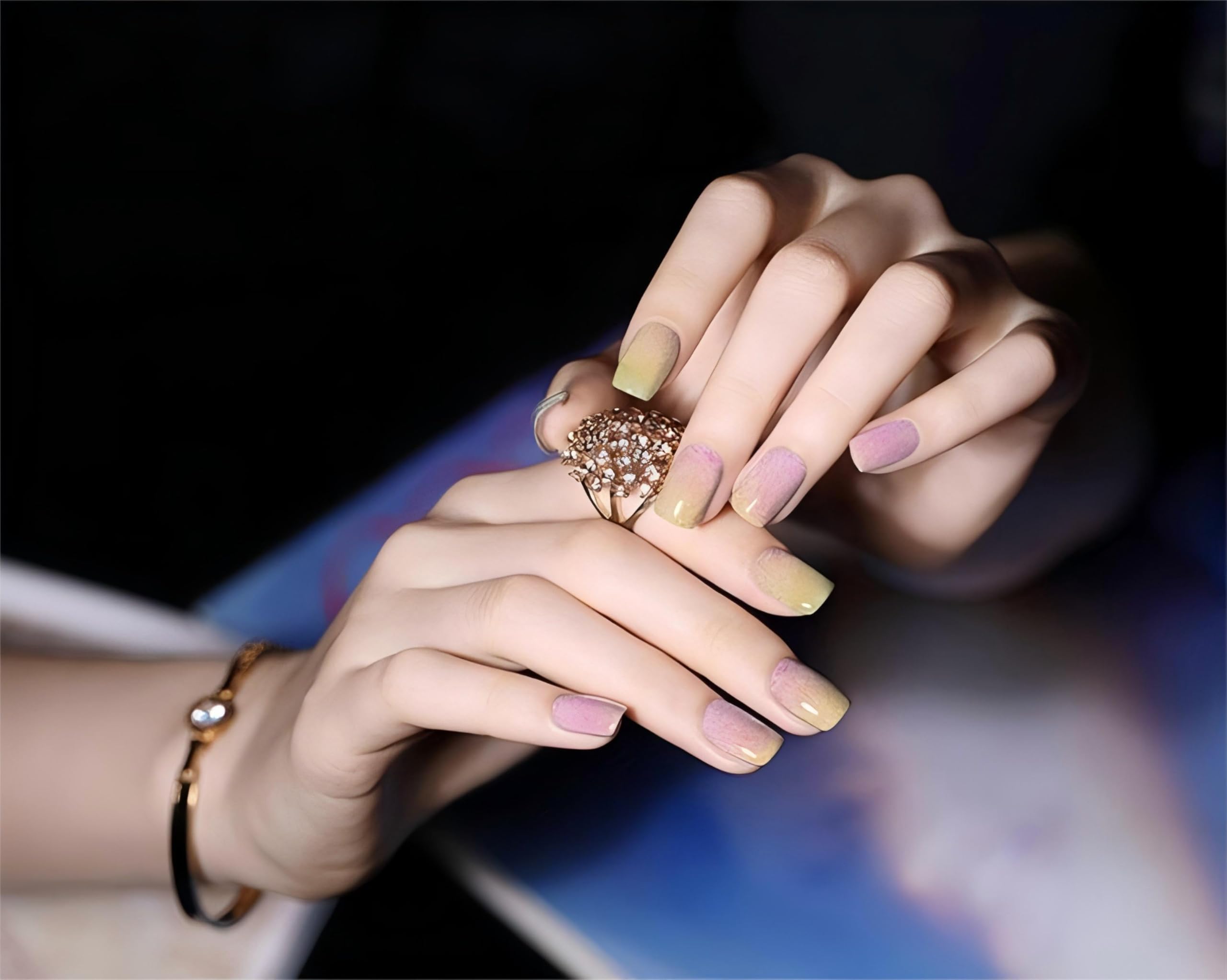 MOOYIYAN Gloss Nail Strips|Uv Free|22 Pcs,Gel Nail Stickers|Long Lasting Two Weeks and Easy to Apply&Remove|Fluid Gradient 1 - Image 4